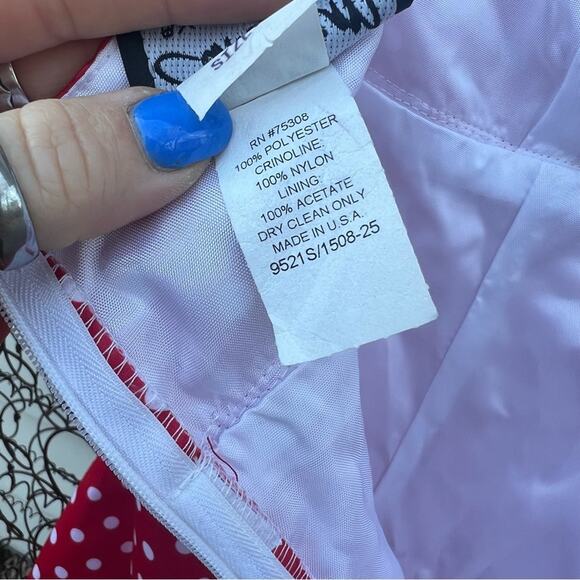 Vint. 90s ZUM ZUM red white polkadot halter pinup rockabilly prom cocktail dress - Picture 9 of 9